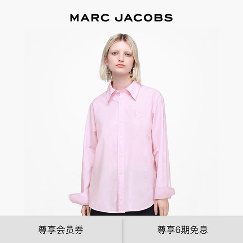 【礼物】MARC JACOBS/莫杰 MJ 纯棉浅色条纹休闲风格长袖衬衫