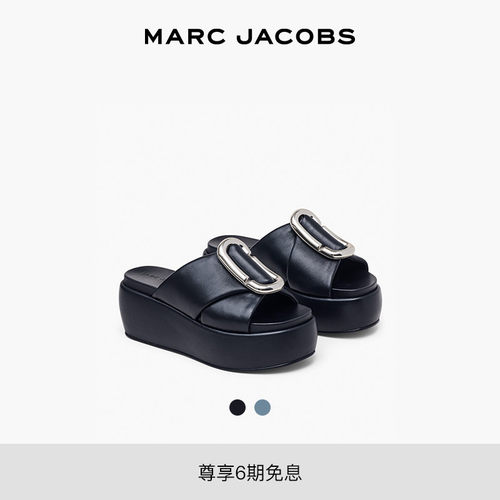 【新品】MARC JACOBS/莫杰 SANDAL 皮质织物交叉设计厚底拖鞋凉鞋
