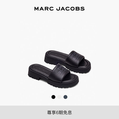 【礼物】MARC JACOBS/莫杰 SLIDE  MJ 牛皮休闲平底拖鞋