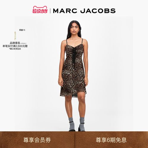 【新品】MARC JACOBS/莫杰 MJ 豹纹蝴蝶结设计时尚吊带连衣裙