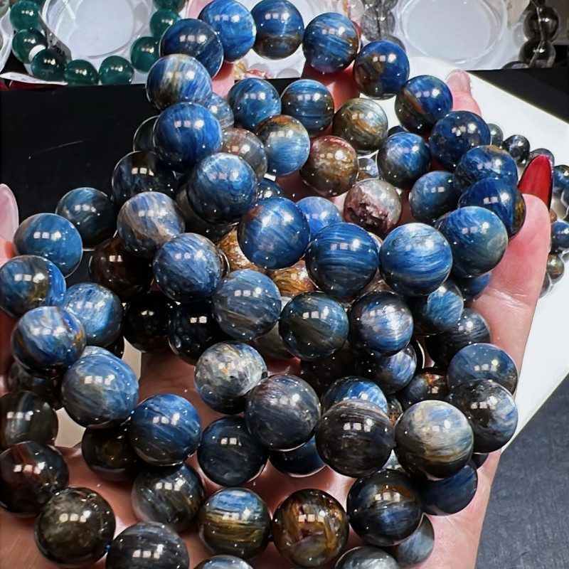 蓝晶石莫奈花园油画手链多圈爆闪