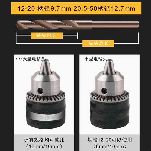 小柄麻花钻不锈钢钻头高速钢转钢铁打孔12 14 16 18 2022 26 30mm