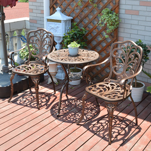 户外桌椅庭院休闲室外欧式阳台桌椅铸铝白色桌椅铁艺花园桌椅别墅