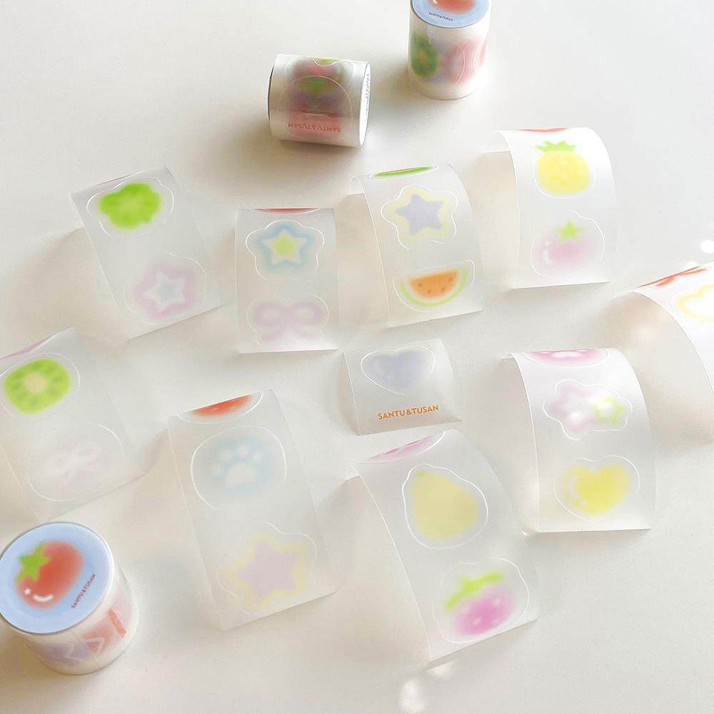 桑兔兔桑【水果冻冻天气泡泡】切膜胶带贴纸卷原创手帐和纸双透
