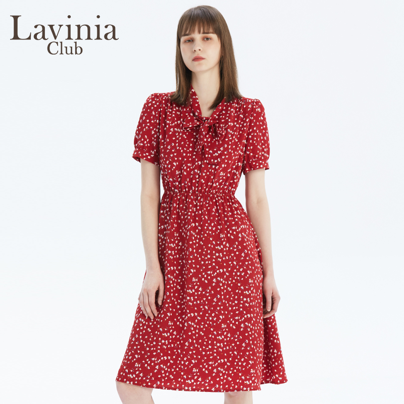 lavinia拉维妮娅红色碎花连衣裙