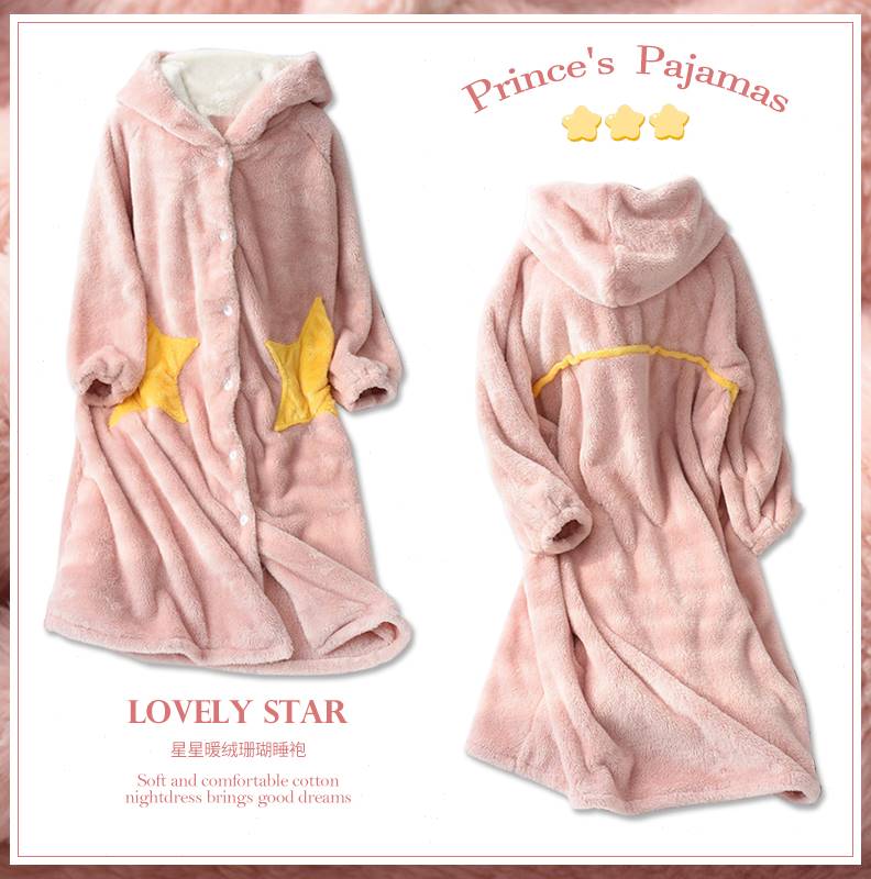 女士珊瑚绒天猫卡通睡袍