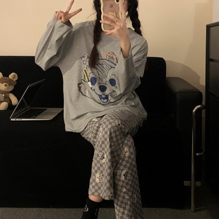 2025年新款 纯棉春秋卡通可爱睡衣女长袖 长裤 可外穿休闲家居服套装