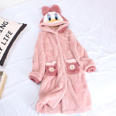 睡衣女秋冬珊瑚宽松法兰绒可爱