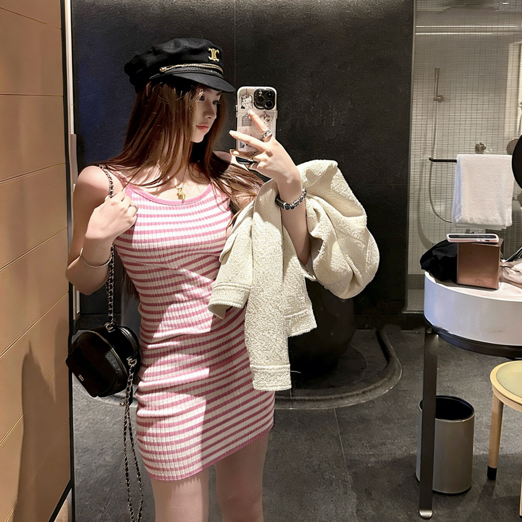 纯棉条纹睡裙夏季新款时尚学生休闲可外穿短款睡衣家居服女吊带裙图片