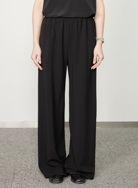 老钱风高智感gala神裤 进口醋酸混纺阔腿裤女春夏乱麻空气裤垂感A