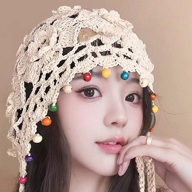 Classy key新加坡设计师联名款波西米亚民族风套头帽流苏针织帽子