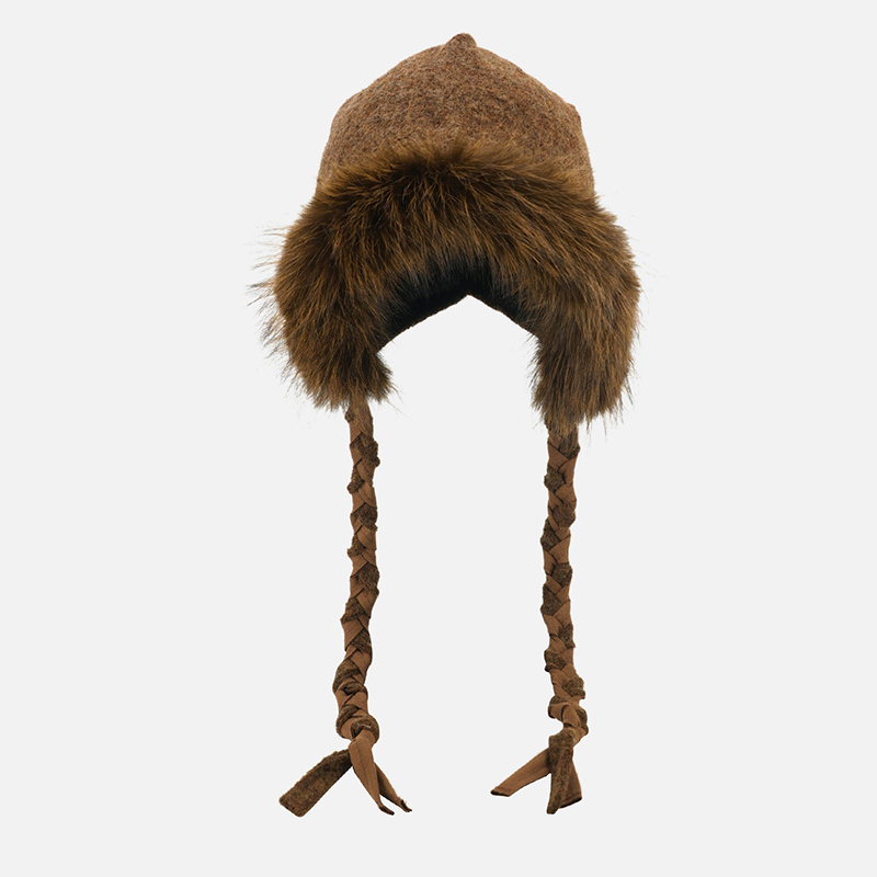 设计师联名冬天复古咖棕色护耳帽