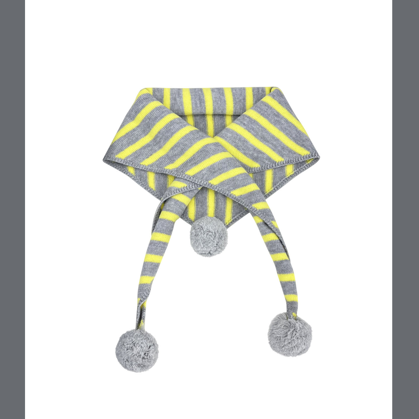 Classy key新加坡设计师联名款保暖百搭披肩围脖球球条纹三角围巾