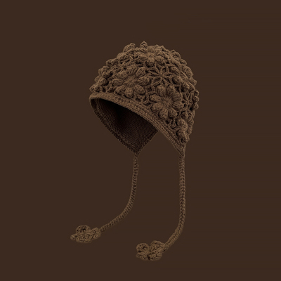 Classy key新加坡设计师联名款显脸小保暖针织帽护耳花苞包头帽子