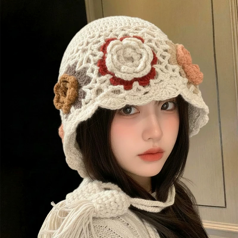 Classy key新加坡设计师联名款百搭流苏针织毛线帽显脸小包头帽子