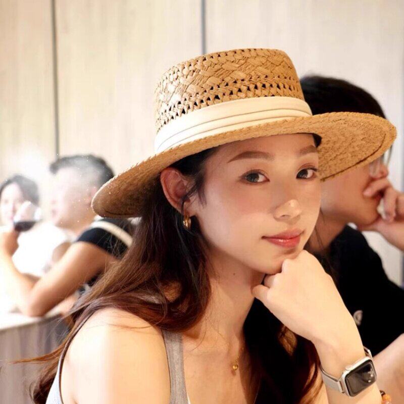 Classy key新加坡设计师联名款海边度假风遮阳帽礼帽防晒平顶草帽