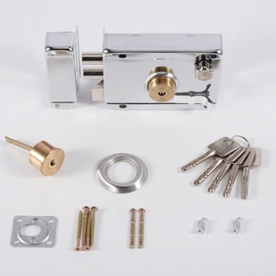 老式 门锁牛头锁木门锁通用型防翘防盗锁固定暗锁铜锁芯碰锁方便外