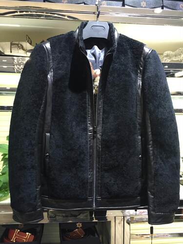 Brloote/巴鲁特 羊剪绒真皮皮衣修身皮草夹克羊羔毛拼接加厚外套