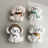 可爱围巾小狗毛绒鞋 饰扣 面装 扣卡通公仔小熊装 饰挂件少女心配饰鞋