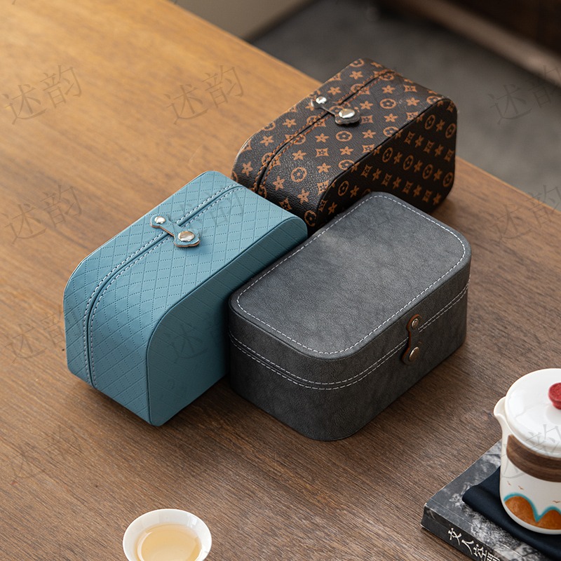 高档皮质茶具礼盒首饰盒收纳包