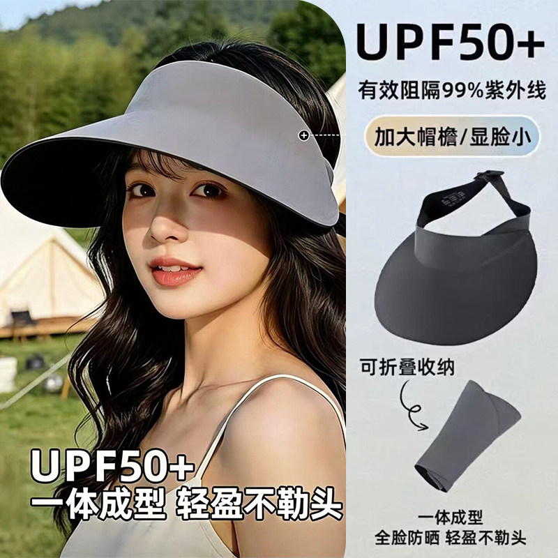 铁群岛无痕空顶帽户外骑行防晒帽女士夏季大帽簷抗UV遮阳帽图片