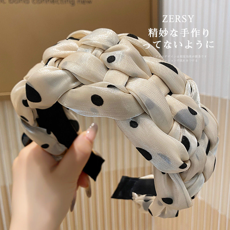 网纱编织宽边圆点发箍气质高颅顶压发发卡时尚百搭头箍高级感发饰