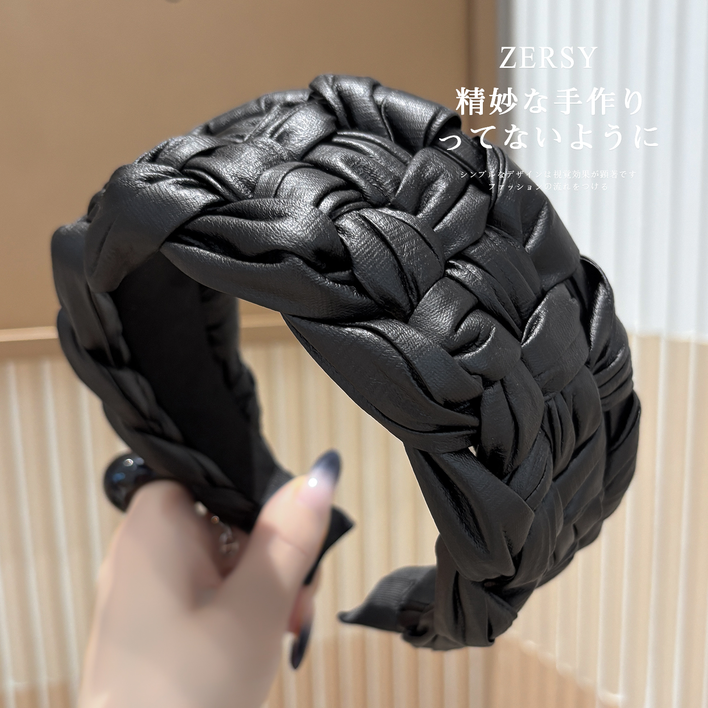 复古黑色宽边编织发卡女洗脸发箍