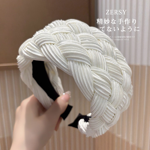 韩系少女风褶皱编织宽边发箍发卡