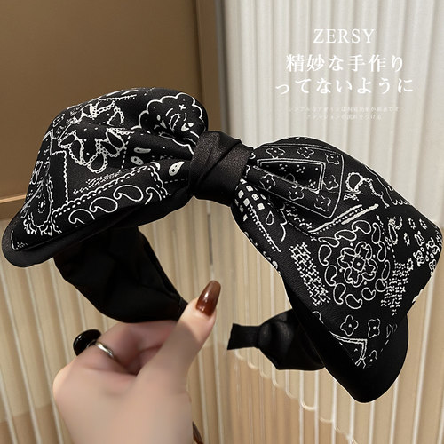 宽边碎花蝴蝶结发箍女款发卡头箍