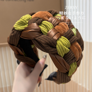 秋冬复古灯芯绒加厚编织发箍女款 高级感日常外戴头箍洗脸压发发卡