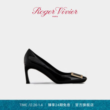 【24期免息】Roger Vivier/RV女鞋Trompette方扣高跟漆皮婚鞋单鞋