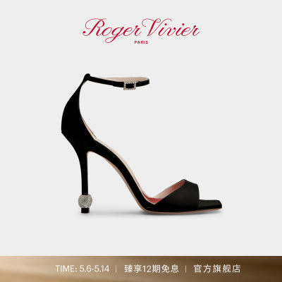 【礼物】Roger Vivier/RV女鞋Jewel Heel饰扣织物细跟凉鞋