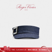 24期免息 Roger Vivier RV配饰Viv Skate钻饰牛仔布遮阳帽帽子