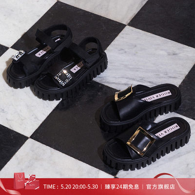 【24期免息】Roger Vivier/RV女鞋Viv Go-Thick金属扣皮革穆勒鞋