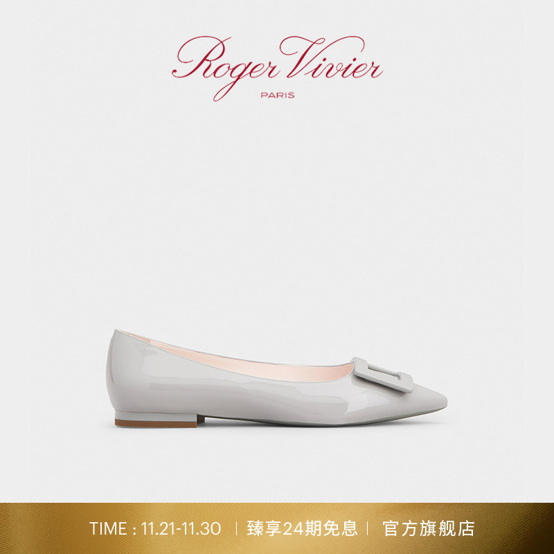 方扣尖头浅口芭蕾舞鞋