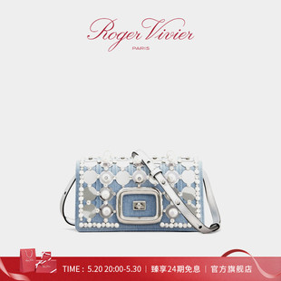 Vivier Roger RV女包Viv 24期免息 Choc方扣牛仔布手袋