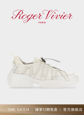 【礼物】Roger Vivier/新品RV女鞋Viv' Zag织物拼皮革休闲鞋