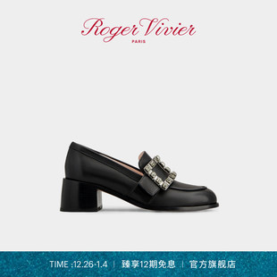 Rangers饰扣粗跟皮革乐福鞋 Roger Viv RV女鞋 Vivier