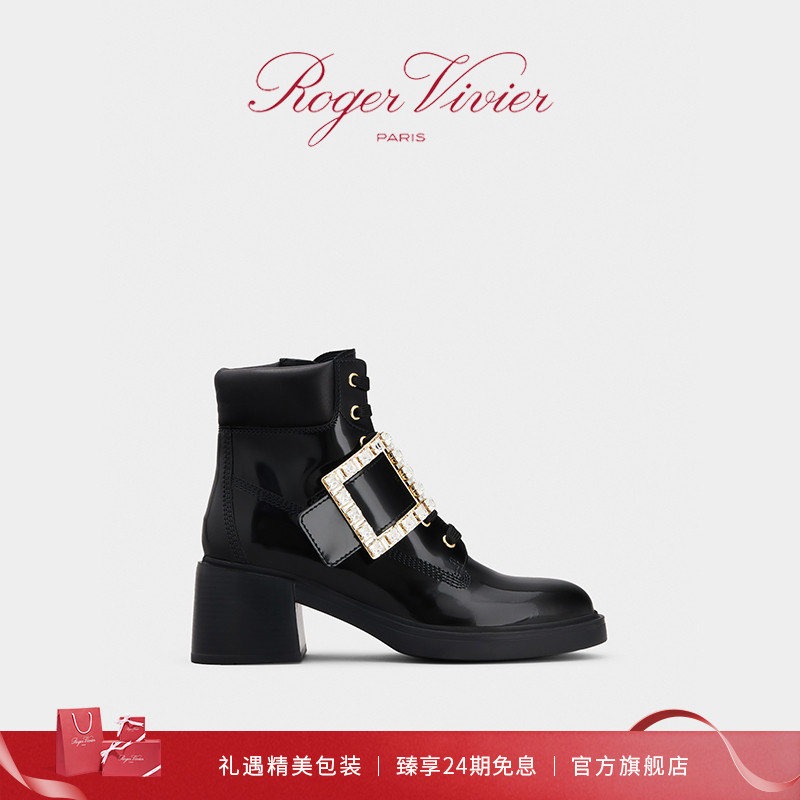 Roger Vivier/RV女鞋Viv Rangers钻扣漆皮马丁靴-封面