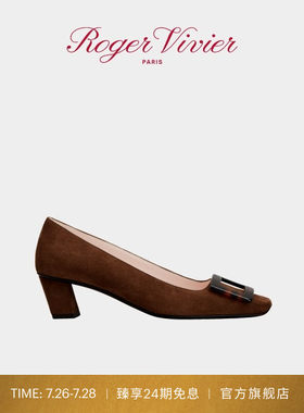 【24期免息】Roger Vivier/新品RV女鞋Belle Viver绒面皮革高跟鞋
