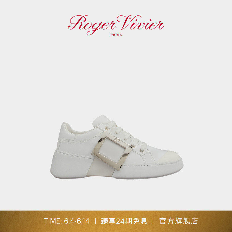 【24期免息】Roger Vivier/RV女鞋Viv Skate金属扣休闲鞋小白鞋