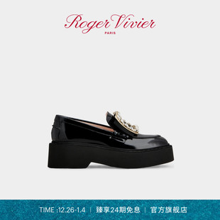 24期免息 Viv Roger RV女鞋 Rangers饰扣皮革厚底乐福鞋 Vivier