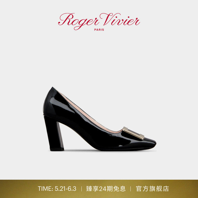 【24期免息】Roger Vivier/RV女鞋Belle Vivier金属扣漆皮高跟鞋
