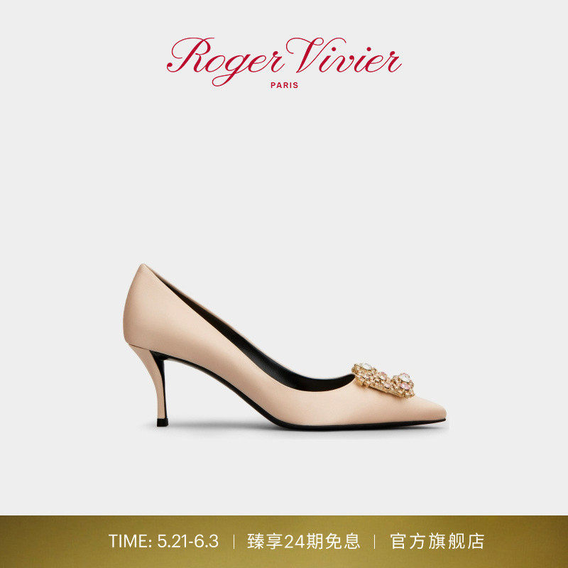 【24期免息】Roger Vivier/RV女鞋Flower Strass饰扣高跟婚鞋单鞋