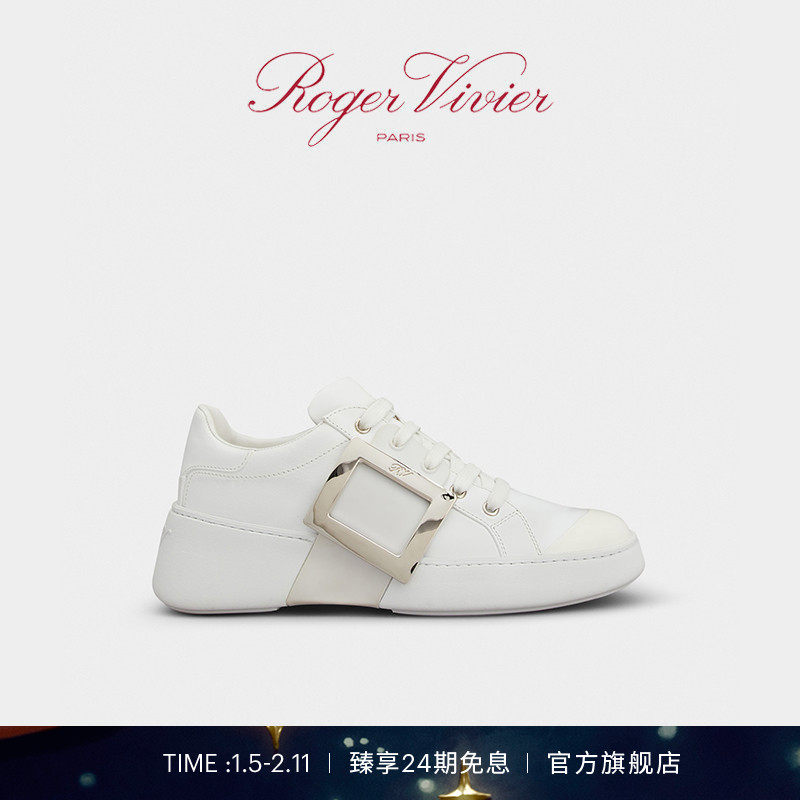 【新年礼物】Roger Vivier/RV女鞋Viv Skate金属扣休闲鞋小白鞋