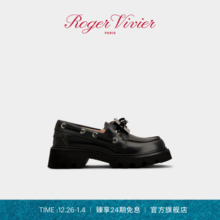 24期免息 Viv Roger 2025秋冬RV女鞋 Rangers皮革船鞋 Vivier