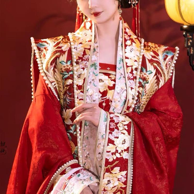 正版遇喜来灵犀绿色红色宋制汉服男女婚服霞帔中式婚礼