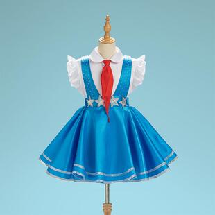 儿童合唱服演出服中小学生红色爱国朗诵表演服装歌唱祖国女童礼服