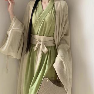 款 捌伍柒原创不染晋制汉服女中国风直裾大袖 改良魏晋风春季 套装 衫