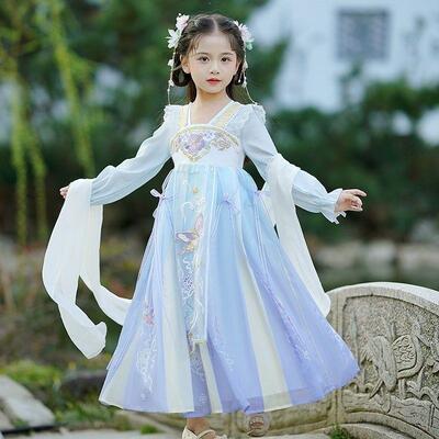 宋朝公主汉服女童春季中国风2023新款超仙古装儿童裙子女孩古风春